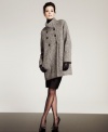 Bundle up in style with this tweed coat from DKNY. A double breasted closure and high neck bring sophistication to fall dressing. (Clearance)