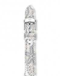 Hit the print trend. In paisley-printed leather, this watch strap from Michele keeps your chronograph current.