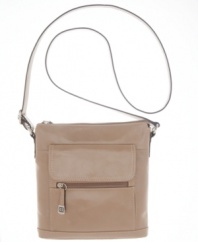 An eye-catching glazed crossbody will take you anywhere in style. This versatile crossbody design from Giani Bernini features handy exterior pockets, shiny silvertone hardware and a signature charm.