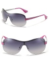 Emporio Armani gives the aviator a modern update with colorblocked temples and a streamlined design.