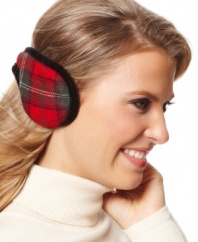 A traditional tartan pattern adds festive flair to these smart ear warmers by 180s. They'll keep you perfectly warm...and keep your hairstyle in place.