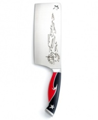 All the precision, all the power and all the personality of your favorite chef, Guy Fieri, comes to life in this professional forged knife. Made of high carbon German stainless steel with a beefy thick blade, full tang and bolster, this ergonomically designed cleaver puts strength and balance in the palm of your hand. 5-year warranty.