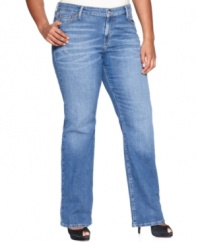 Levi's bootcut plus size jeans are must-have basics for your casual style, featuring a light wash and classic fit.