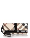 Carry your essentials in style with this fold-over wristlet from Burberry.