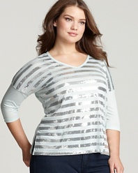 Karen Kane Plus Size Sequin Stripe Top