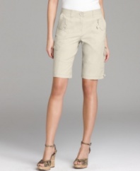 Puts some kick into your wardrobe with Style&co.'s utility-style bermuda shorts. The cinchable bungee cords at the hem let you customize the look!
