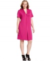 Look simply chic in Calvin Klein's short sleeve plus size dress-- change up your accessories for day to night style!