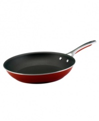 Cook with confidence-always have a bold approach to prep and cooking with the statement red of this professional skillet. A porcelain enamel exterior with a heavy-gauge construction aides in fast heat-up and eliminates hot spots that can burn food. Food slides right off the nonstick interior, which is exceptionally long-lasting and durable, so you can spend less time at the sink and more time cooking up masterpiece creations. Limited lifetime warranty.
