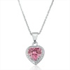 Sterling Silver 3ct Pink Ice Heart Pendant-Necklace 18 Chain
