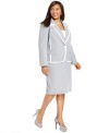 The classic fit of Evan Picone's plus size skirt suit is crisply accentuated by a contrasting trim on the jacket.