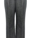 Jones New York Soiree Black Silver Regular Fix Relaxed Thigh Straight Leg Silk Blend Trouser Pant