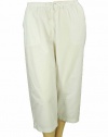 Karen Scott Plus Size Pants, Washed Twill Drawstring Capri White 3X
