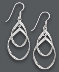 Simple, yet stunning. Unwritten's sophisticated drop earrings offer a polished sterling silver setting with a chic, double drop design. Approximate drop: 1-3/4 inches.