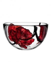 Inked with big red roses in eco-friendly paint, the handcrafted Tattoo bowl features beautiful art glass with a cool rock n' roll edge. Designed by Ludvig Lofgren for Kosta Boda.