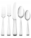 Bold and sophisticated, the Bella flatware set lends contemporary cool to casual tables. Dotted lines divide squared handles in shiny stainless steel by Hampton Forge.