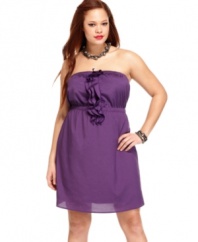 Ruffle up your day to play style with L8ter's strapless plus size dress, accentuated by an empire waist.