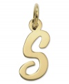 The perfect gift for Samantha. This polished S initial charm features a pretty, small script design in 14k gold. Chain not included. Approximate length: 7/10 inch. Approximate width: 3/10 inch.