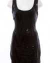 Aqua Black Sequin Jersey Sheath Dress Large