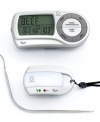 Step away from cooking. A wireless thermometer for ovens, grills and smokers works with a portable pager to give a read of your meat's temperature up to 100 feet away. Experience incredible flexibility to make even more meals or simply take your chef's hat off and rest awhile.