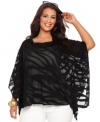 Score on-trend safari style with Seven Jeans' batwing sleeve plus size top, featuring a burnout zebra print.