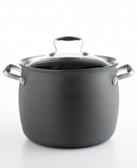 Stock and stew. Soup and chili. Perfect your menu with Belgique's sleek and unique stock pot. With its flawless union of hard-anodized aluminum and innovative bell-shaped design, it heats quickly and evenly throughout, distributing flavorful condensation as it cooks. Limited lifetime warranty.