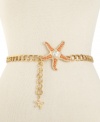 Bring the fresh look of the tropics to you with this whimsical chain belt from Kenneth Jay Lane. With a coral stone-topped starfish charm, you'll feel the cool breeze everywhere you go.