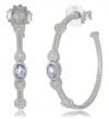 Judith Ripka Ambrosia Oval Stone and Hearts Quartz Blue Hoop Earrings