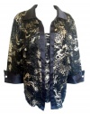 R&M RICHARDS Women's Plus Size Jacquard Lace Twinset Blouse/Jacket Combination Top-BLACK/GOLD-24W