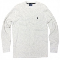 Polo Ralph Lauren Men's Long-sleeved T-shirt / Sleepwear / Thermal in Heathered Oatmeal, Black Pony