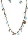 Lucky Brand Capri Silver with Gold-Tone Leather Charm Necklace