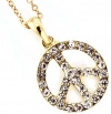 Cute and Trendy Gold Plated with Clear Crystals Peace Sign/symbol Necklace