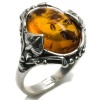 Certified Genuine Honey Amber and Sterling Silver Filigree Oval Ring Sizes 5,6,7,8,9,10,11,12