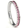 316L Stainless Steel Pink Cubic Zirconia CZ Eternity Wedding 3MM Band Ring Comes with FREE Gift Box