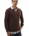 Noble Mount Men's 100% Cotton V-Neck Sweater - Brown/Grey/Navy