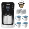 Cuisinart DCC-2900 Perfectemp 12-cup Thermal Programmable Coffeemaker Bundle with 2-Pack of Cuisinart Replacement Water Filters + Cuisinart GTF Gold Tone Filter + Four Mad Stylz 16 oz. Stoneware Baby Blue Coffee Mugs