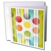 Florene Designer Plaids n Patterns - Trendy Large Red Yellow Aqua n Green Dots With Stripes - Greeting Cards-12 Greeting Cards with envelopes