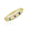 18K Gold over Sterling Silver Ruby, Sapphire, Emerald & Diamond Accent Flower Bangle Bracelet