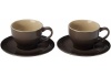 Le Creuset Stoneware Set of 2 Cappuccino Cups and Saucers, Truffle