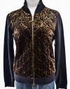 Ralph Lauren Black Silk Blend Hermitage Leopard Front Sweater