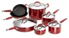 KitchenAid Gourmet Essentials 12-Piece Nonstick Hard Base Cookware Set, Red
