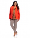 Jones New York Women's Plus Size Lip Collar Jacket, Sunset Orange, 18