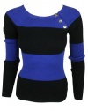 Lauren Ralph Lauren Womens Petite Striped Ribbed Sweater