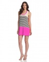 Madison Marcus Women's Sleek Stripe Racerback Tank Dress, Pink Panther, Medium