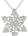 Silver Plated Cubic Zirconia Snowflake Pendant Necklace, 18