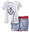 Nautica Baby-girls Infant 2 Piece Mini Stripe Set, Classic Blue, 18 Months