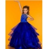 Sugar Royal Blue Jeweled One Shoulder Ruffle Pageant Dress Girls 12