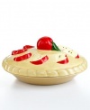 Martha Stewart Ceramic Stoneware Apple Pie Keep Baking Dish with Decorative Lid