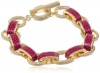 Anne Klein Dalton Gold-Tone Cranberry Leather Flex Bracelet