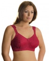 Elila Plus Size Wirefree Full Coverage Jacquard Embroidered Bra (Red,36 G)