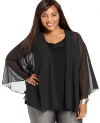 Instant elegance: Alex Evenings' sheer plus size capelet adds a sophisticated finish to any almost any special occasion ensemble.